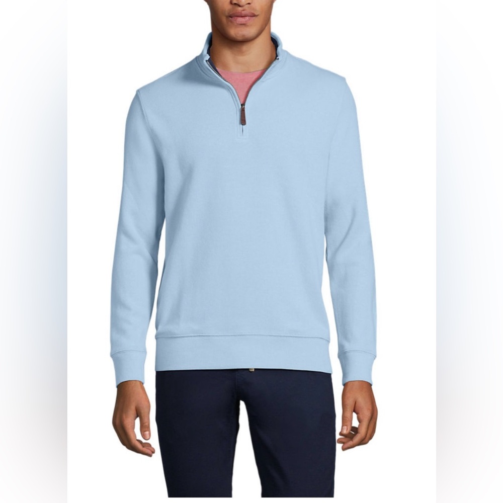 Lands’ End light blue half zip pullover